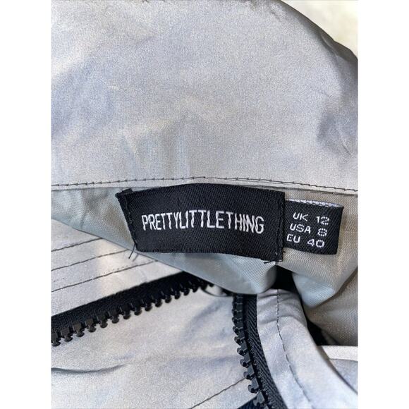 Pretty Little Thing Gray Reflective 1/2 Zip Jacket Women's Size 8 - Picture 4 of 5